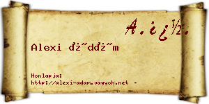 Alexi Ádám névjegykártya