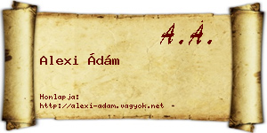 Alexi Ádám névjegykártya